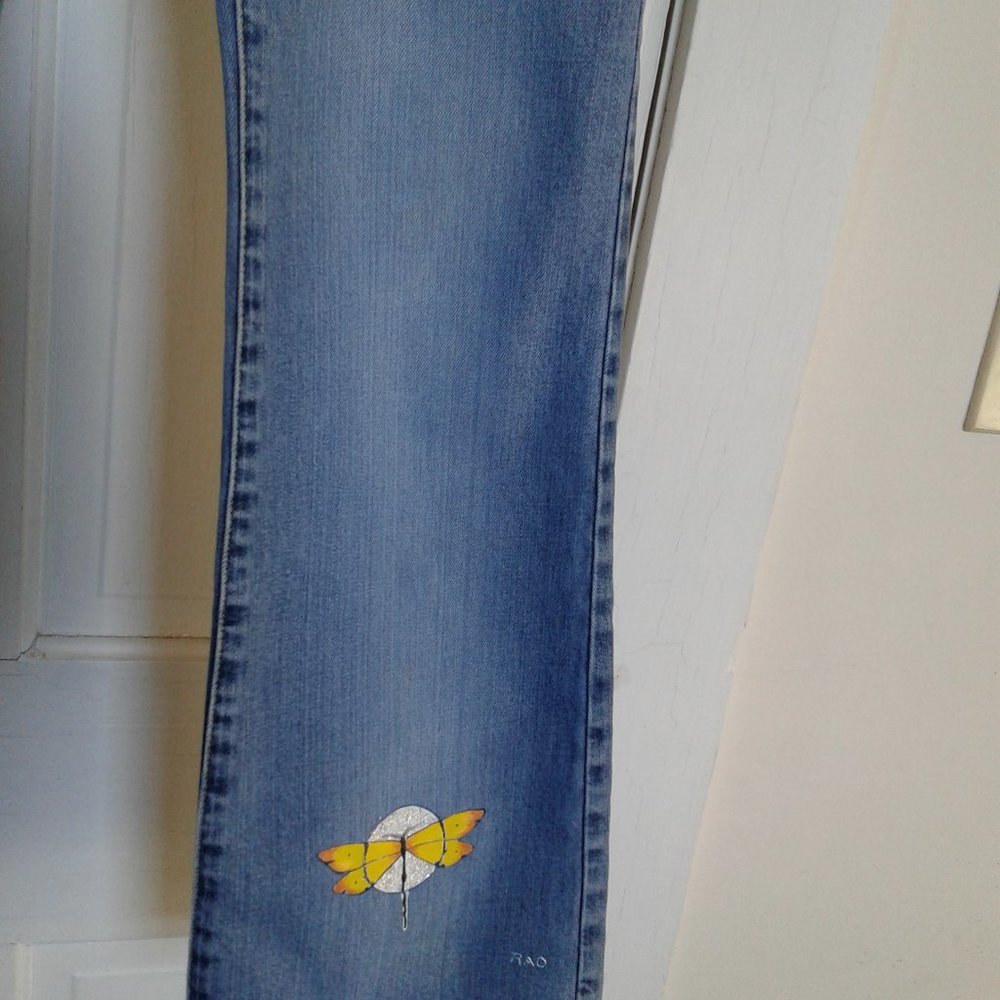 Womens Hand Painted  size 5/6 EXSPRESSJEANS - Picture 3 of 15